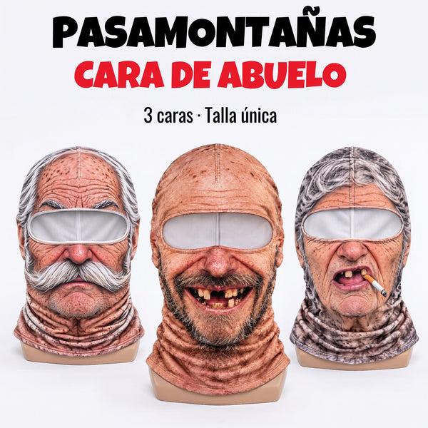 Pasamontañas Cara de Abuelo – Máscara Realista Divertida