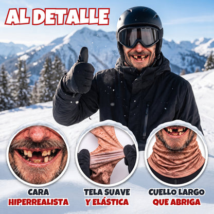 Pasamontañas cara de abuelo al detalle: cara hiperrealista, tela suave y cuello largo